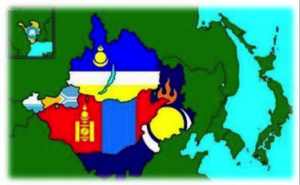 蒙古國，俄羅斯，哈薩克斯坦和中國境內的蒙古地區分佈