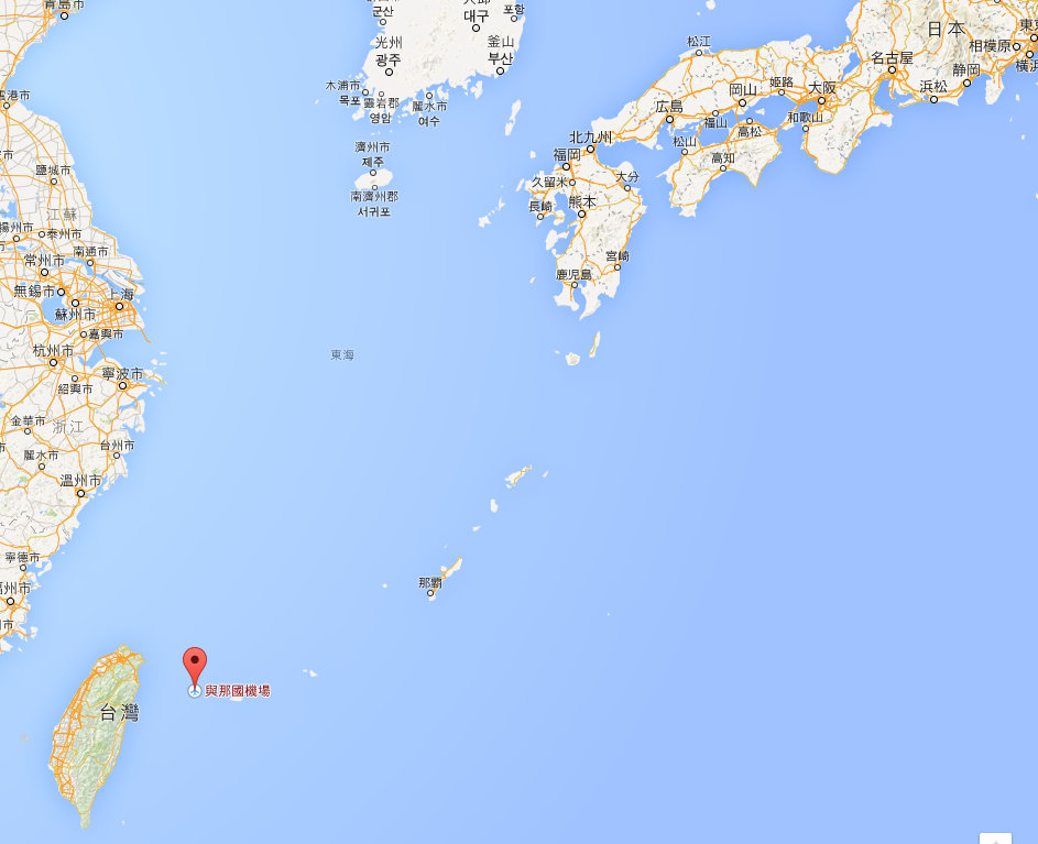 與那國島機場就在離台灣不遠處。 圖片來源：Google Map