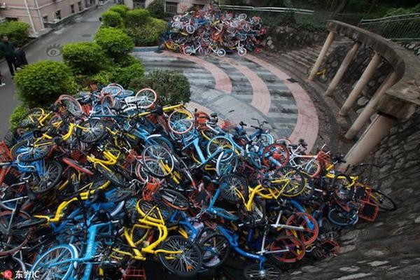 中國的共享單車已過度氾濫。 圖片來源：網易