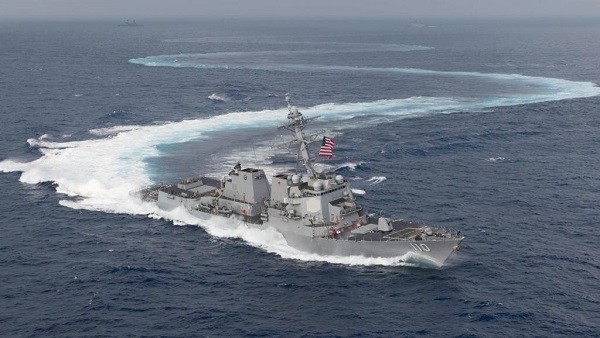 美國軍艦再次穿越台灣海峽。 圖片來源：法廣