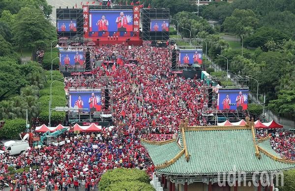 韓國瑜凱道造勢自稱四十萬人。 圖片來源：聯合新聞網