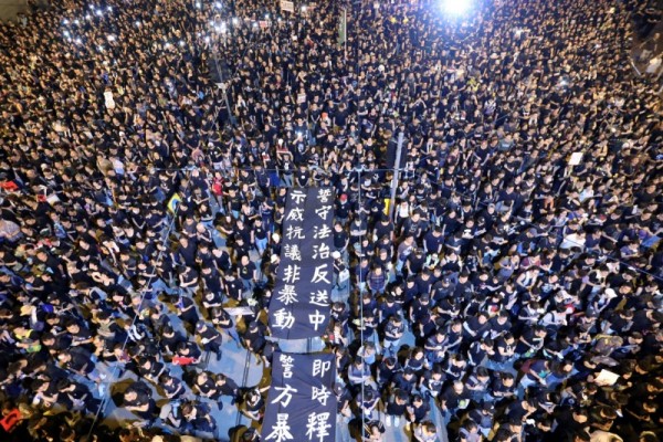 香港反送中遊行，台灣反應不如預期般巨大。 圖片來源：自由時報
