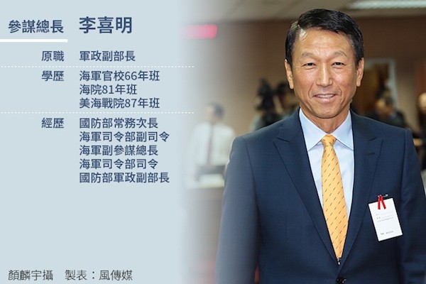 參謀總長李喜明將不參加美台國防會議。 圖片來源：風傳媒